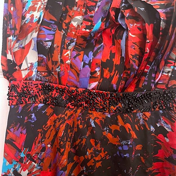 NWT BCBGENERATION ROUGE MULTICOLOR STRAPLESS DRESS BEADED EMPIRE WAIST SIZE 6 - Picture 3 of 9